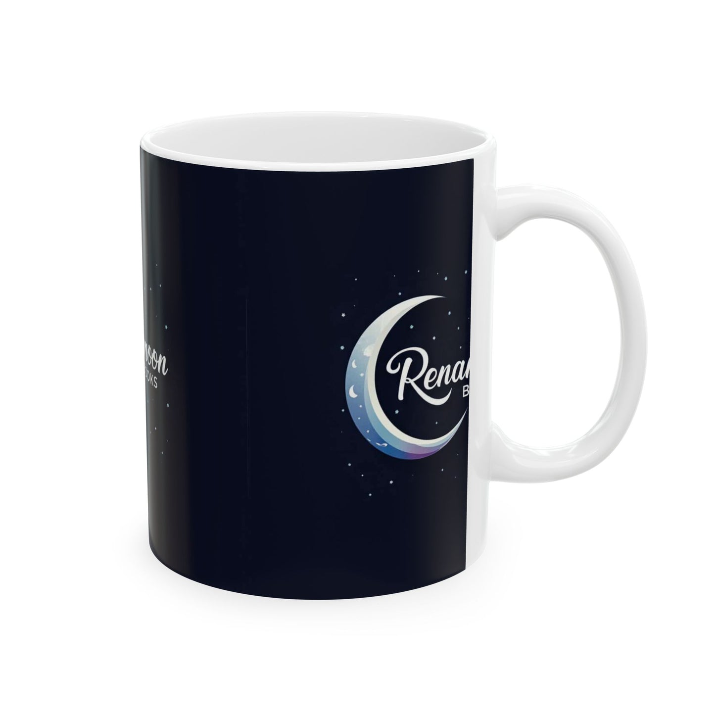 Renamoon Books Crescent Moon Ceramic Mug — Night Sky 11oz & 15oz Coffee Cup