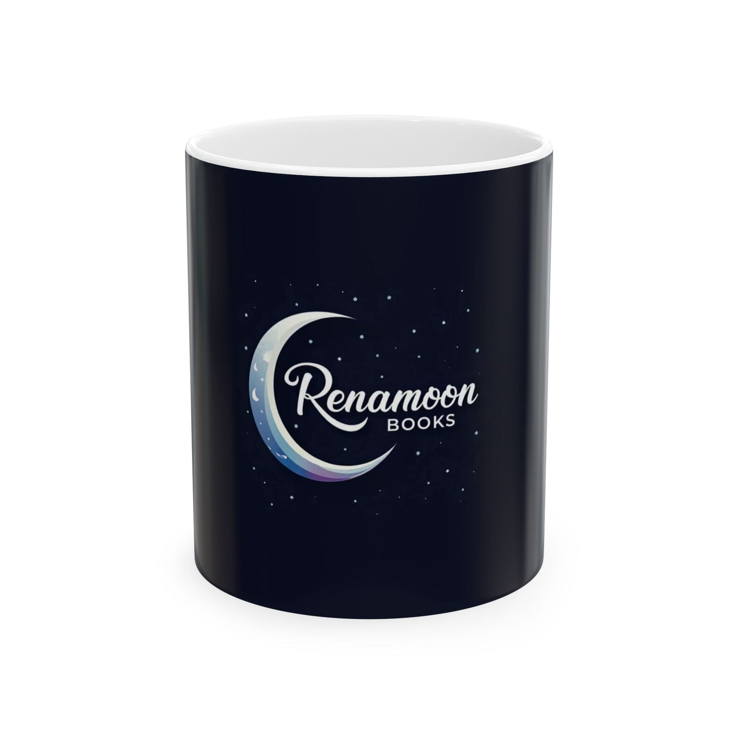 Renamoon Books Crescent Moon Ceramic Mug — Night Sky 11oz & 15oz Coffee Cup