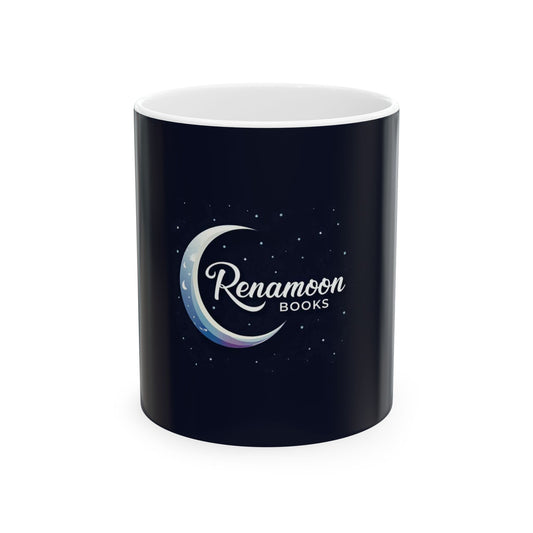 Renamoon Books Crescent Moon Ceramic Mug — Night Sky 11oz & 15oz Coffee Cup