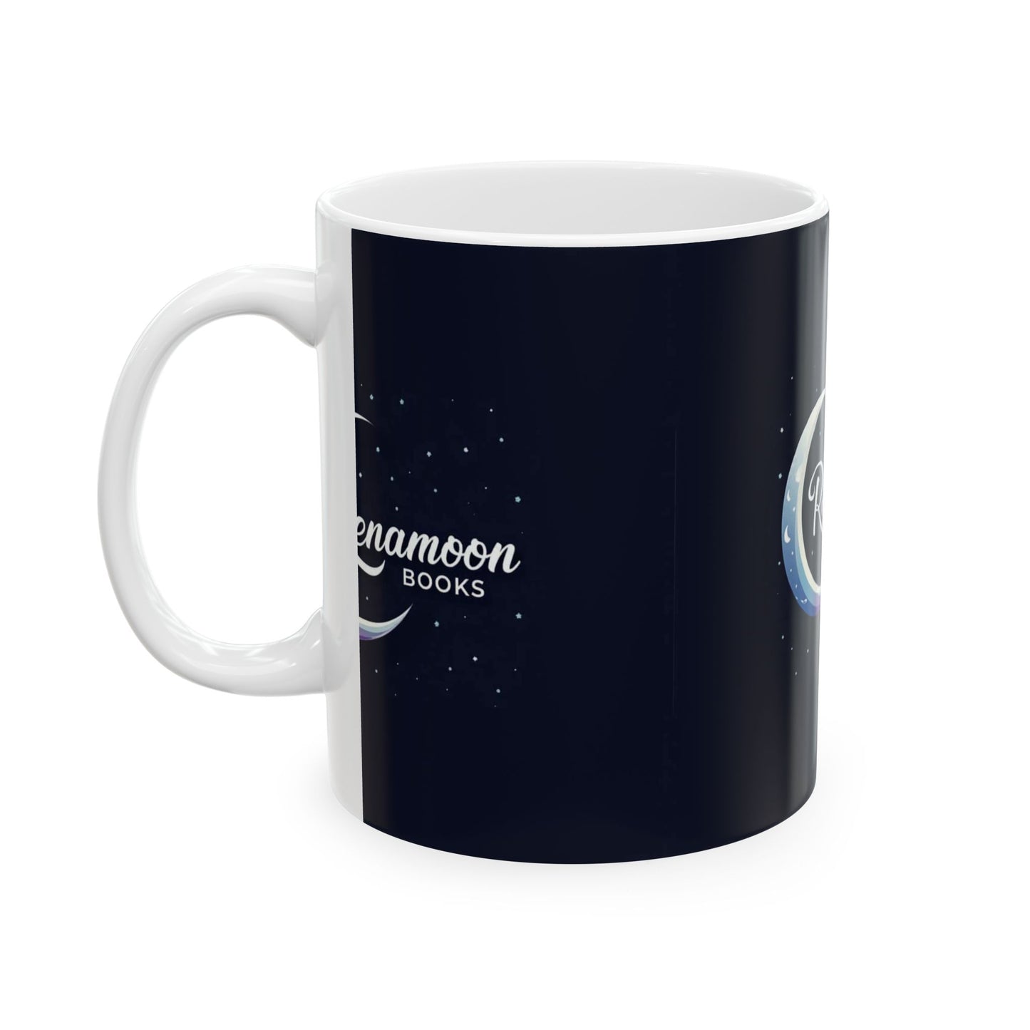 Renamoon Books Crescent Moon Ceramic Mug — Night Sky 11oz & 15oz Coffee Cup